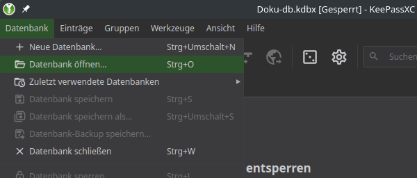 open database in KeePassXC