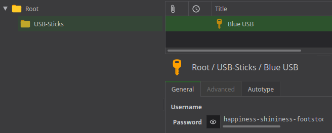 Screenshot KeePass with USB Stick Password