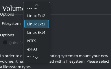 File System selection