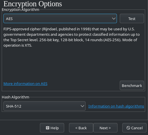 VeraCrypt encryption options