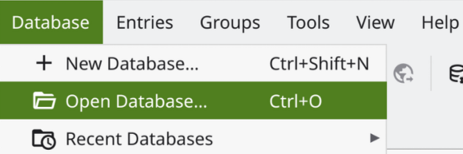 open database in KeePassXC
