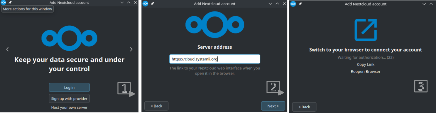 processus de connexion du client de synchronisation