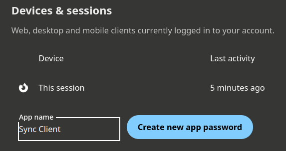 nommer le nouveau mot de passe d’application