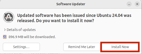 App Updater demande l’installation des mises à jour